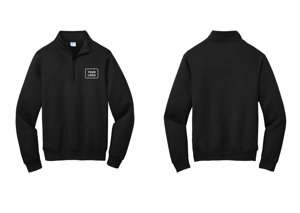 NYC Factory Men's Custom Logo Security Cotton Fleece 1/4-Zip Pullover Sweatshirt - Your Logo Only - Black
