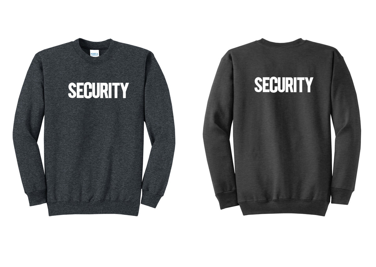 NYC Factory Men's Security Cotton Fleece Crewneck Sweatshirt - Front + Back - Dark Heather Grey