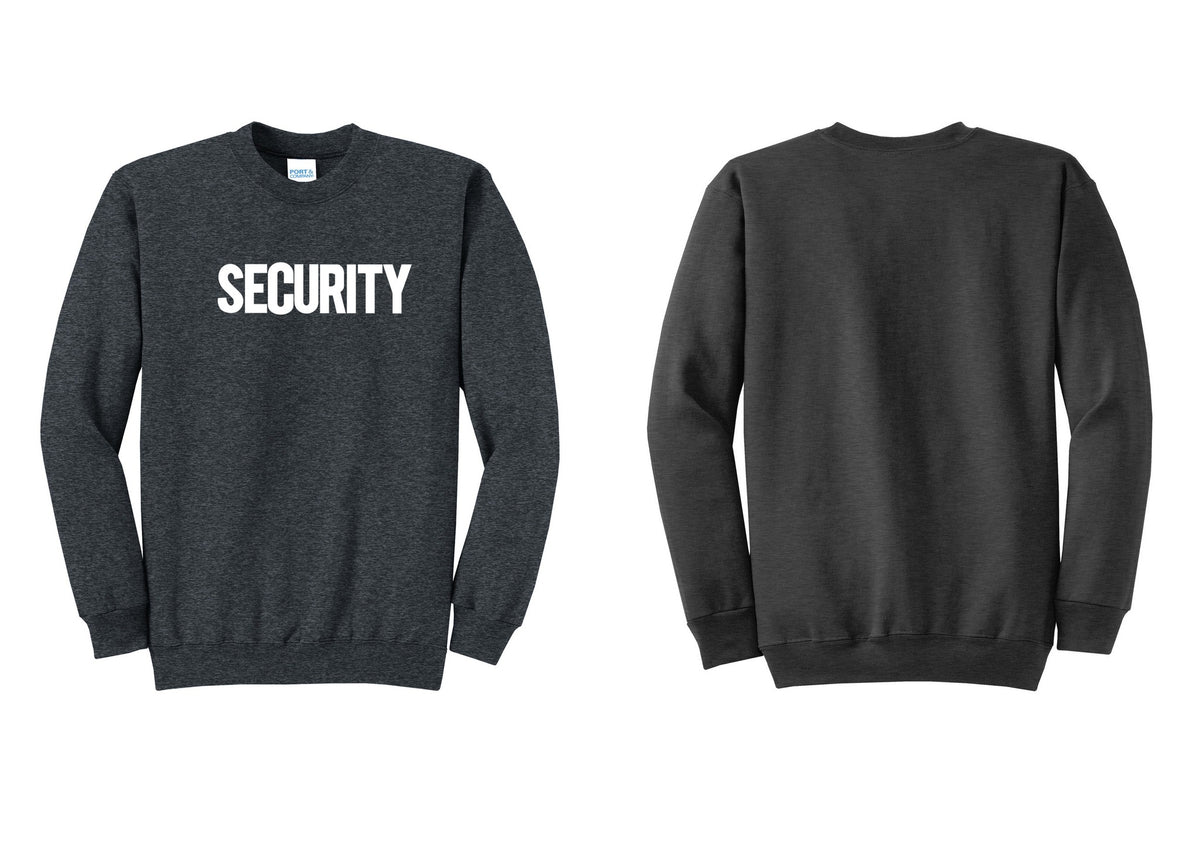 NYC Factory Men's Security Cotton Fleece Crewneck Sweatshirt - Front Only - Dark Heather Grey