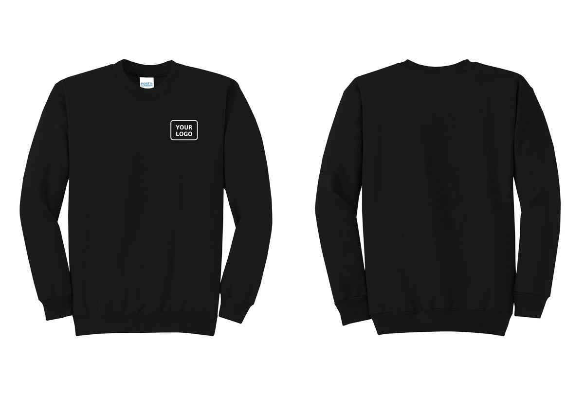 NYC Factory Men's Custom Logo Security Cotton Fleece Crewneck Sweatshirt - Your Logo Only - Black
