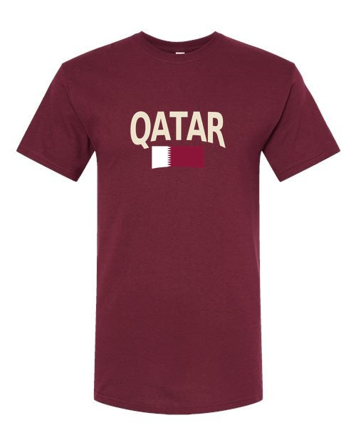 Qatar Soccer Tee 2026 — Classic Name & Flag | NYC Factory - Maroon
