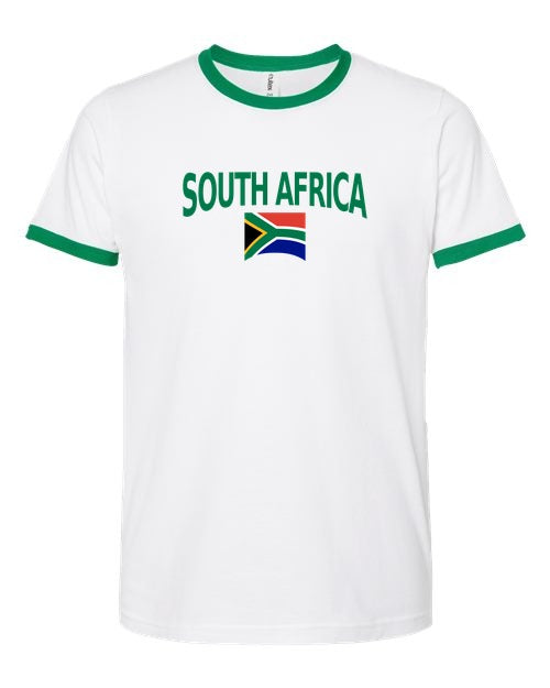 South Africa Soccer Ringer Tee 2026 — Classic Name & Flag | NYC Factory