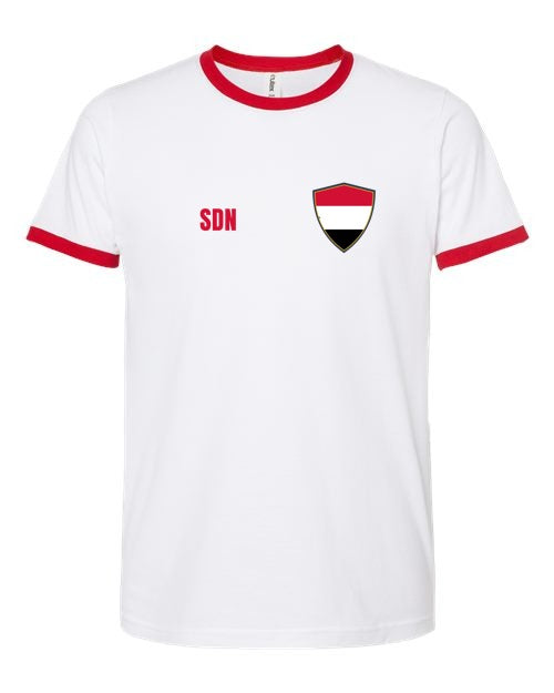 Sudan Soccer Ringer Tee — Retro National Crest | NYC Factory