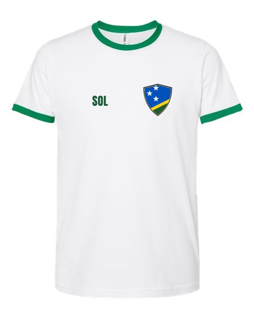 Solomon Islands Soccer Ringer Tee — Retro National Crest | NYC Factory