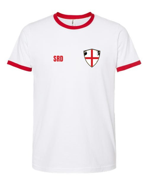 Sardinia Soccer Ringer Tee — Retro National Crest | NYC Factory