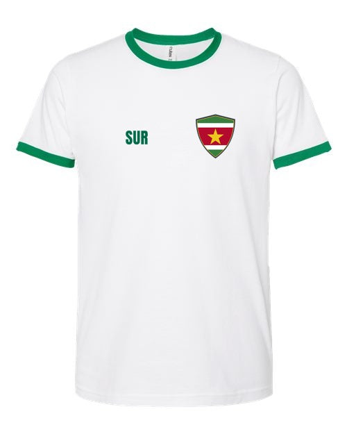 Suriname Soccer Ringer Tee — Retro National Crest | NYC Factory