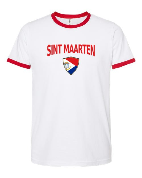 Sint Maarten Arched Crest Soccer Ringer Tee — NYC Factory