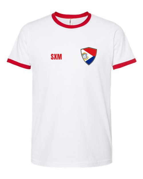 Sint Maarten Soccer Ringer Tee — Retro National Crest | NYC Factory