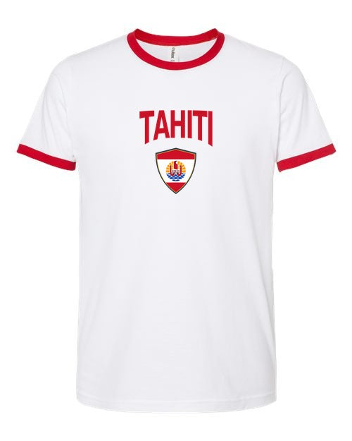 Tahiti Arched Crest Soccer Ringer Tee — NYC Factory