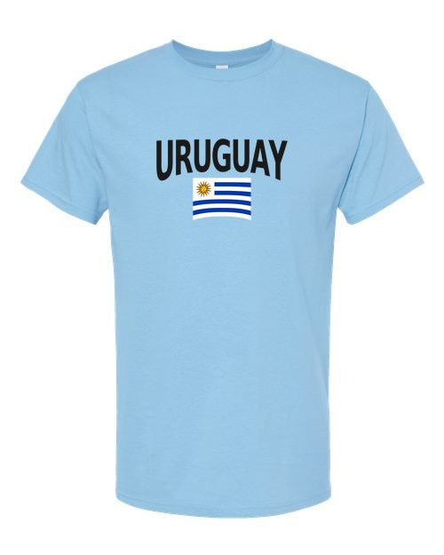 Uruguay Soccer Tee 2026 — Classic Name & Flag | NYC Factory - Sky Blue