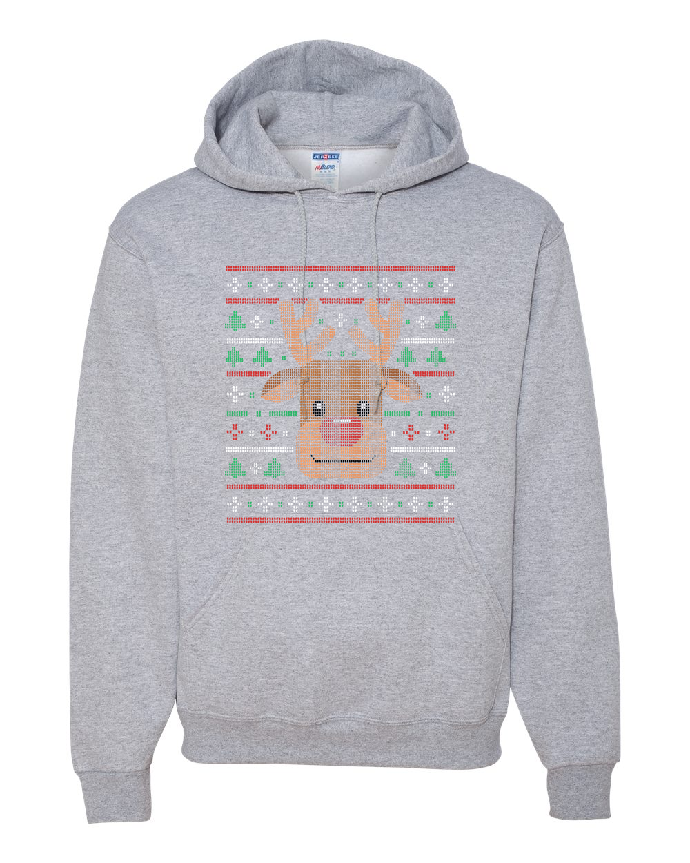 Ugly Xmas Reindeer Design Custom Hoodie Heather Gray