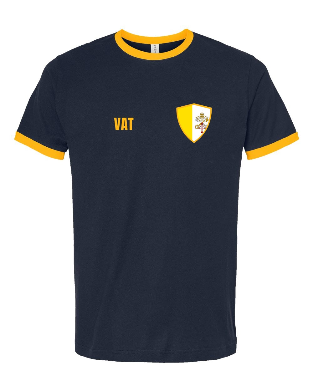 Vatican Soccer Ringer Tee — Retro National Crest | NYC Factory