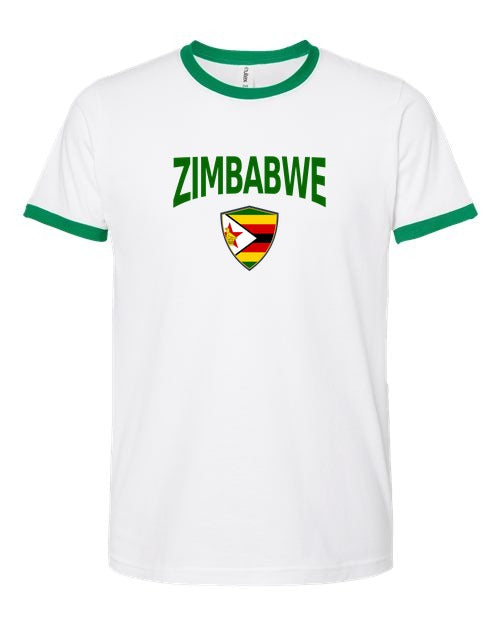 Zimbabwe Arched Crest Soccer Ringer Tee — NYC Factory