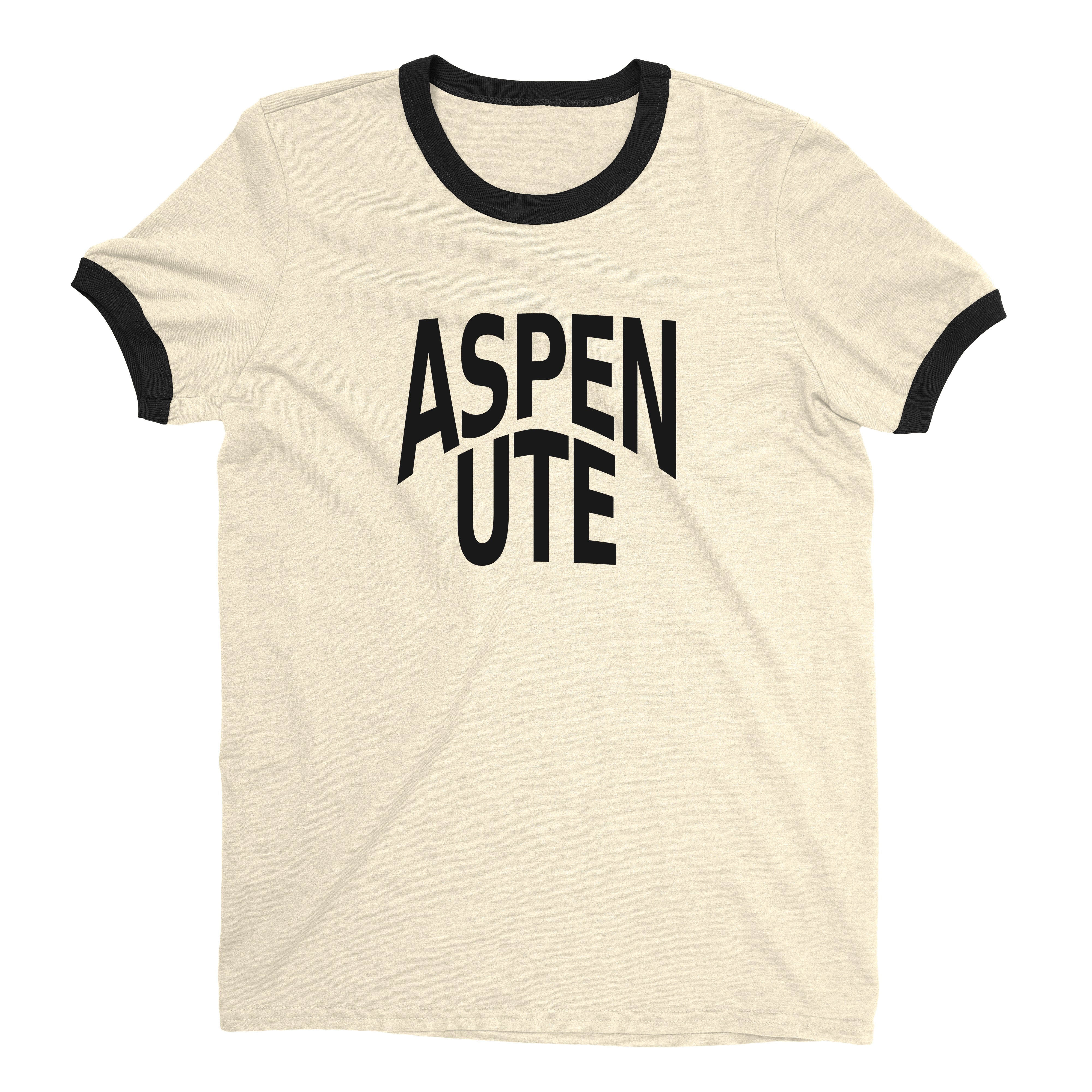 Aspen Ski Resort Ringer Tee Retro Style Men's T-Shirt - NYC Factory - Natural