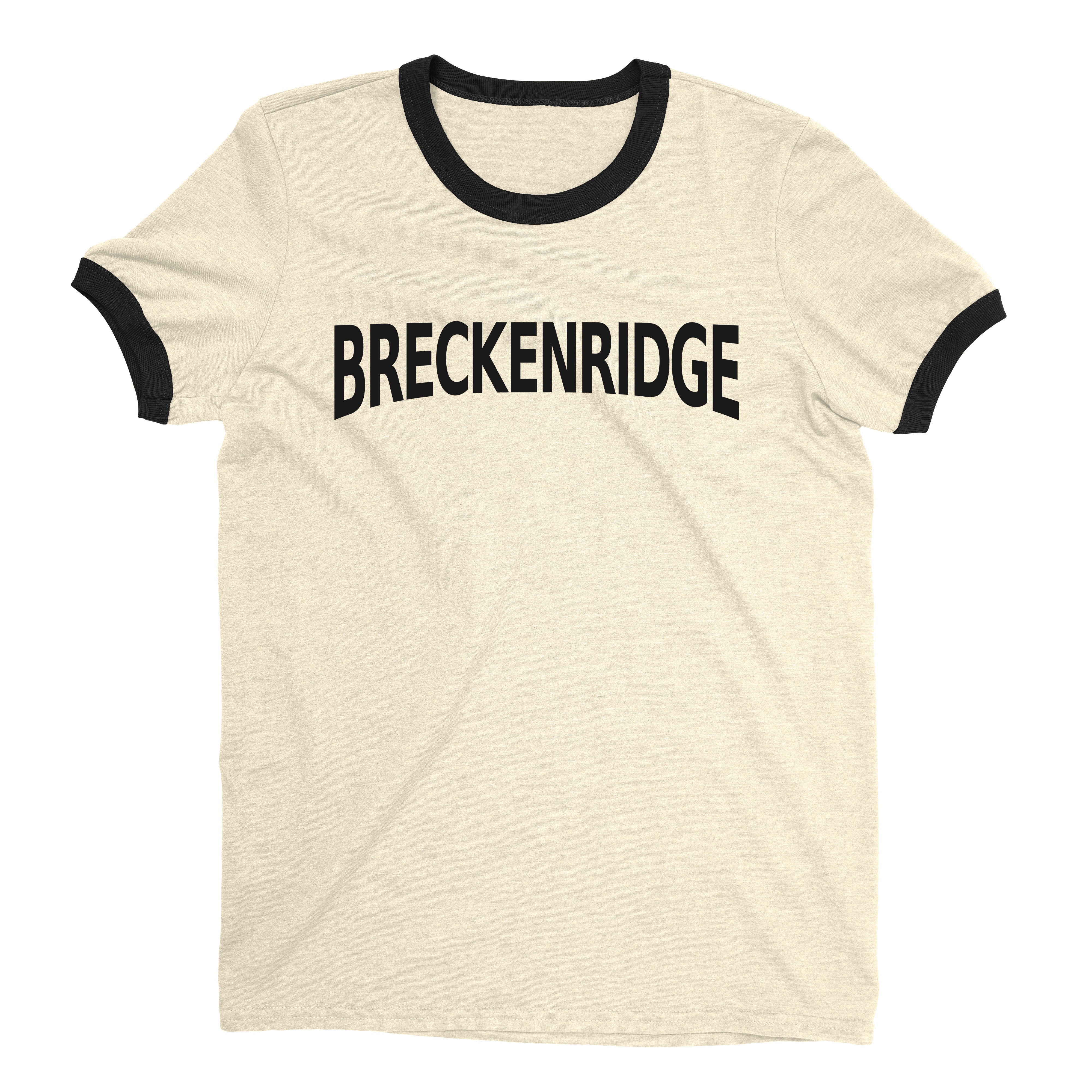 Breckenridge Ski Resort Ringer Tee Retro Style Men's T-Shirt - NYC Factory - Natural