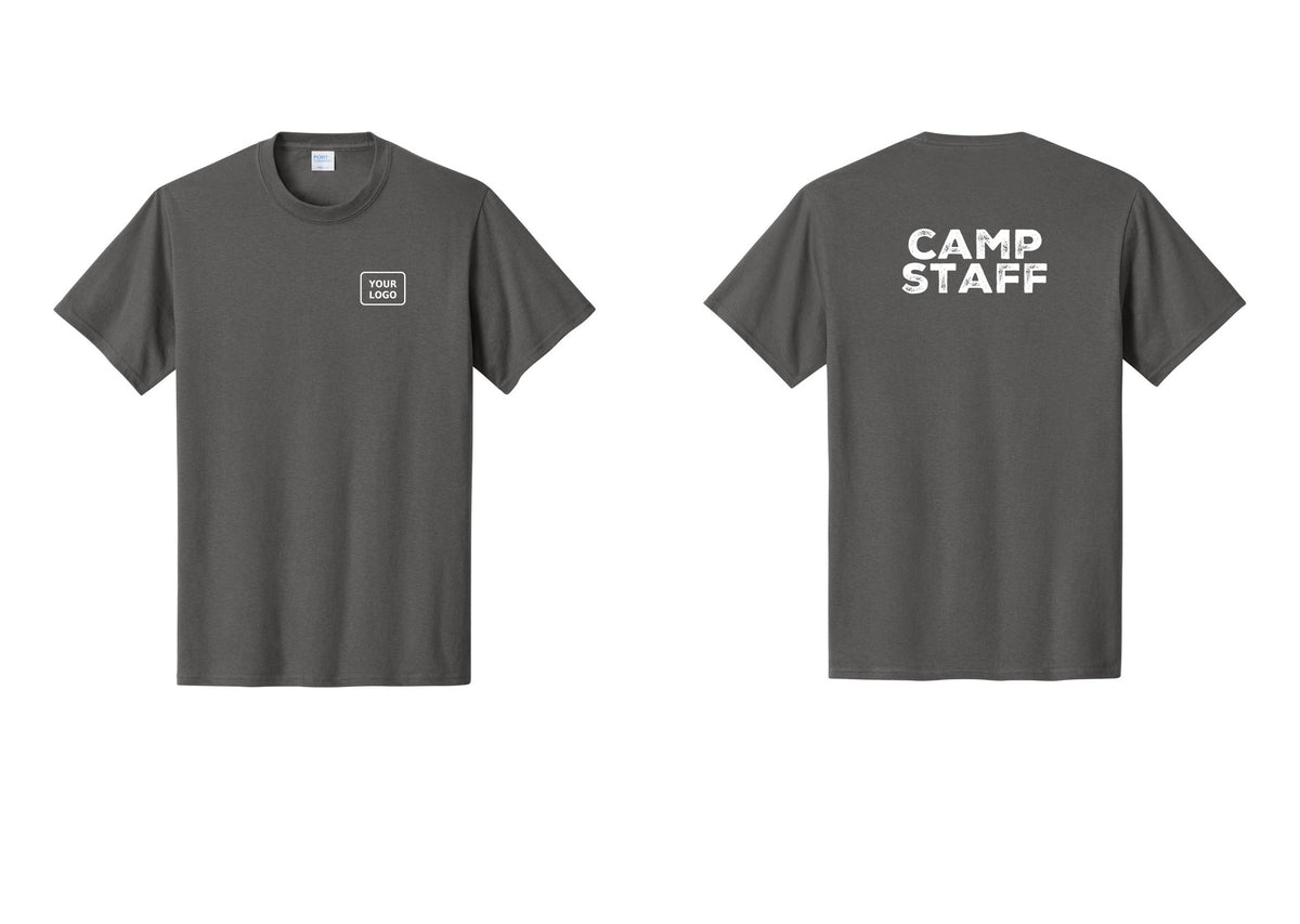 NYC Factory Custom Logo Camp Staff T-Shirt - Your Logo + Back - Charcoal