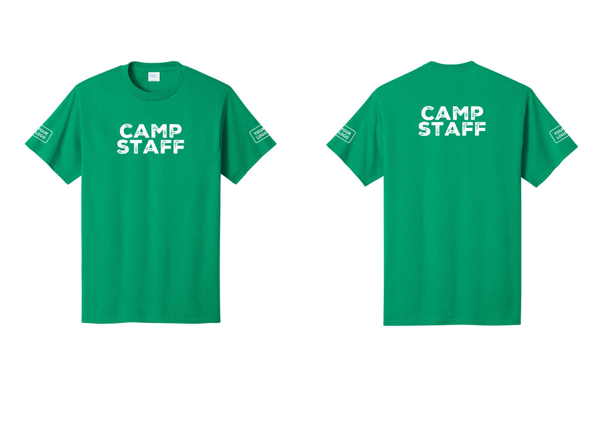 NYC Factory Custom Logo Camp Staff T-Shirt - Front + Back + Your Logo Sleeves - Kelly