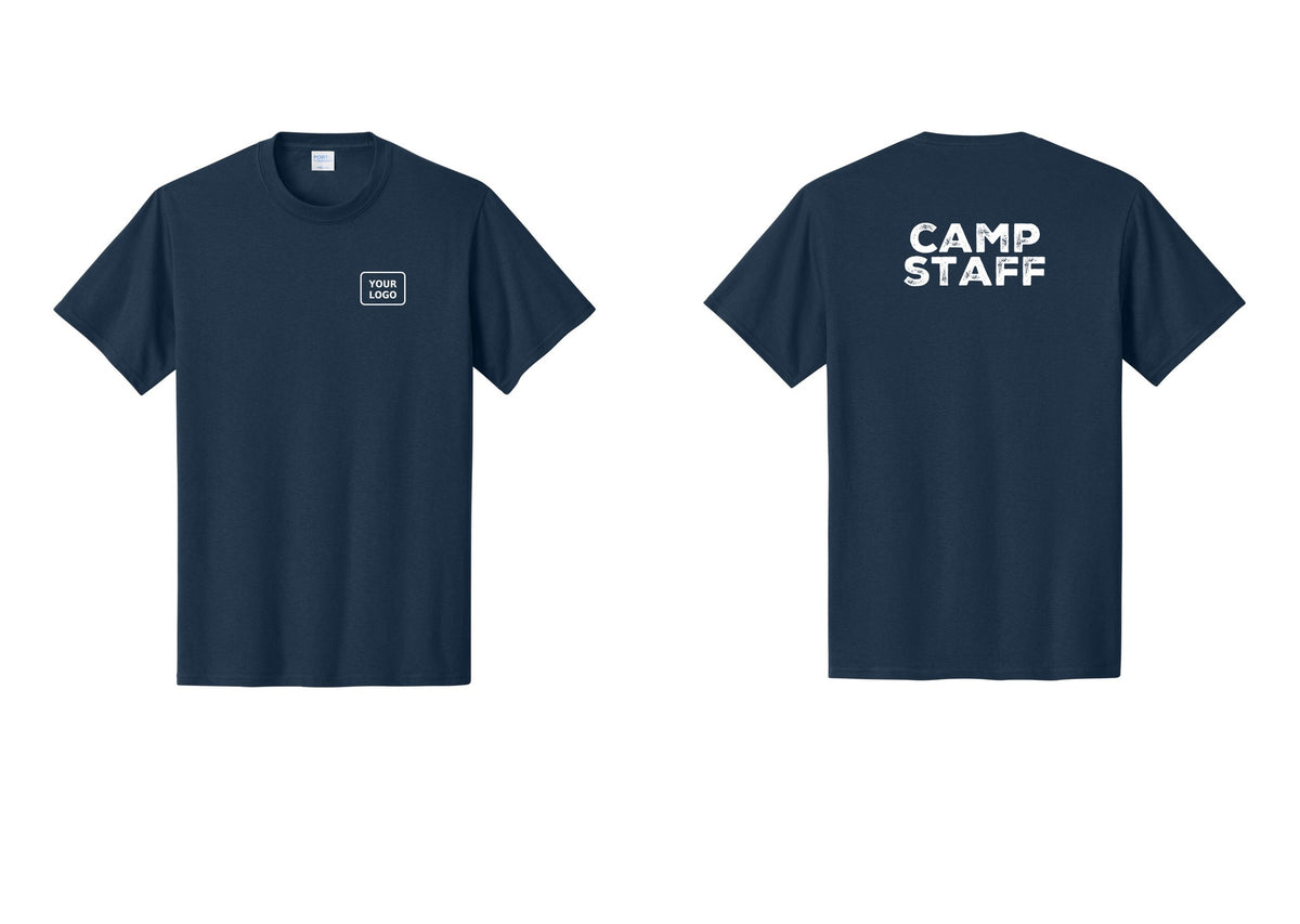 NYC Factory Unisex Custom Logo Camp Staff T-Shirt - Your Logo + Back - Navy