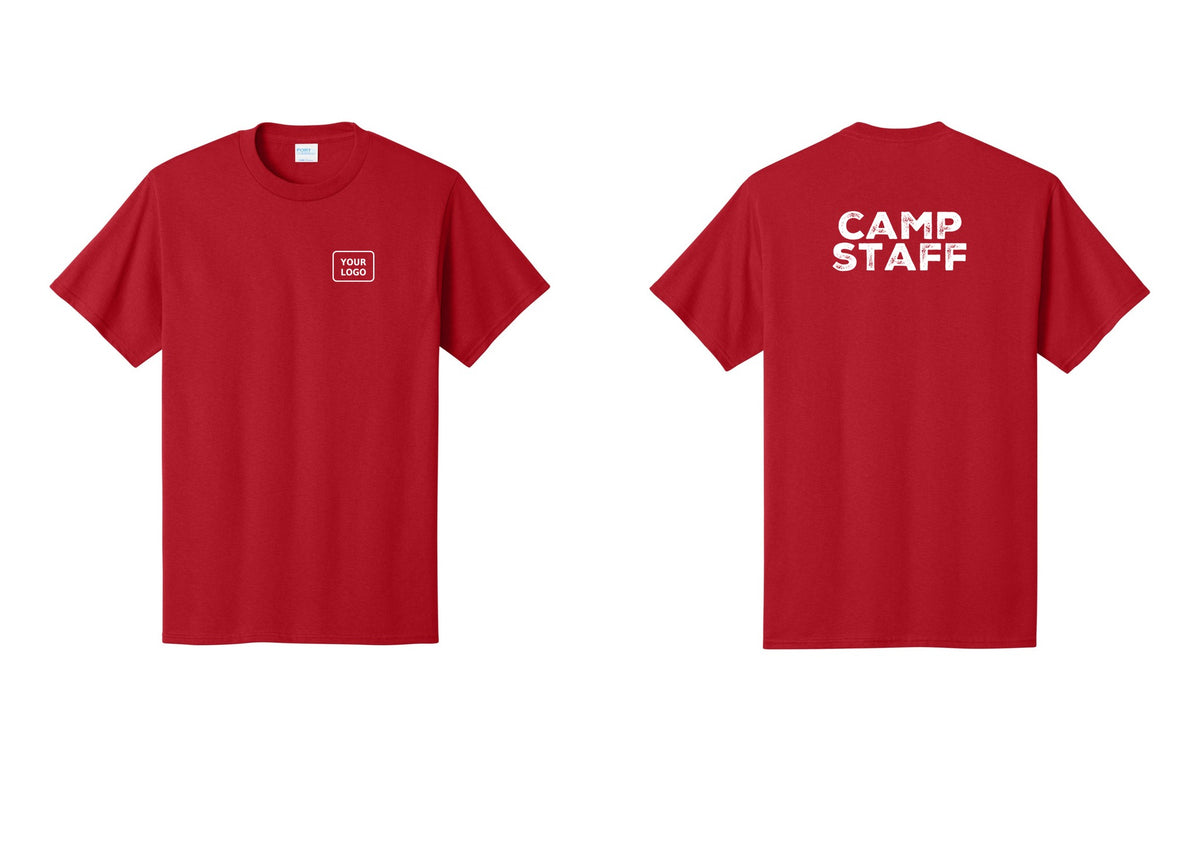NYC Factory Custom Logo Camp Staff T-Shirt - Your Logo + Back - Red