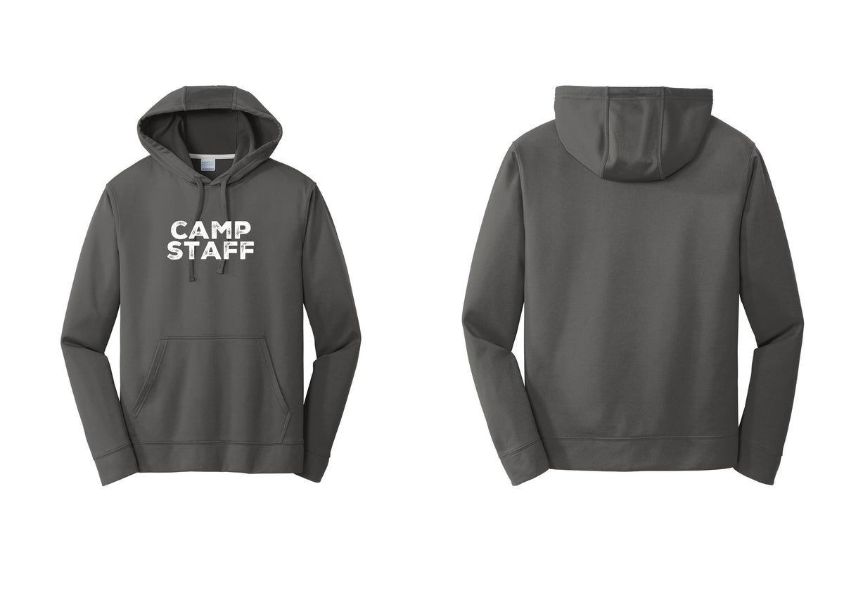 NYC Factory Camp Staff Performance Hooded Fleece Pullover Sweatshirt (Rustic) - Front Only - Charcoal