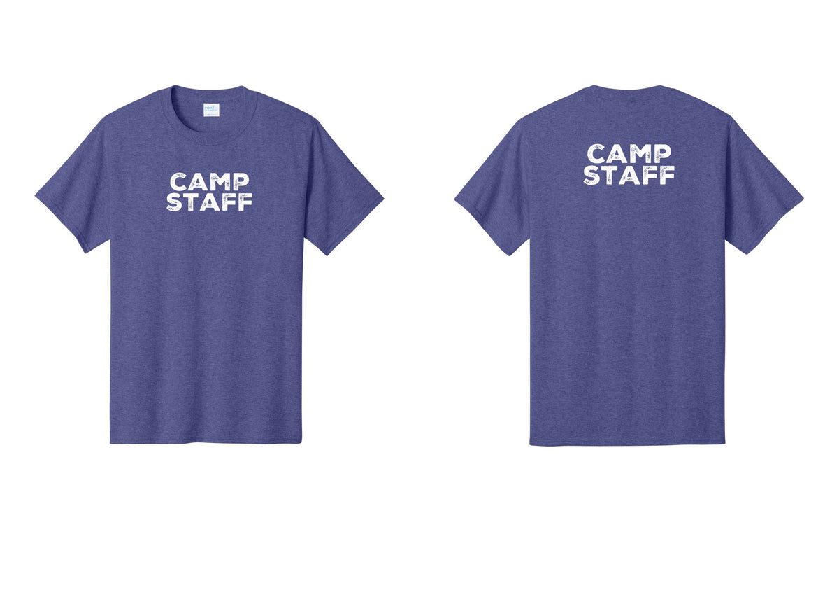 NYC Factory Unisex Camp Staff Charcoal T-Shirt - Front + Back - Heather Purple