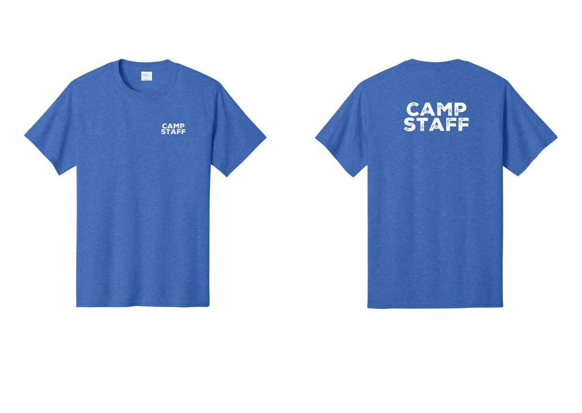 NYC Factory Camp Staff T-Shirt - Chest + Back - Heather Royal