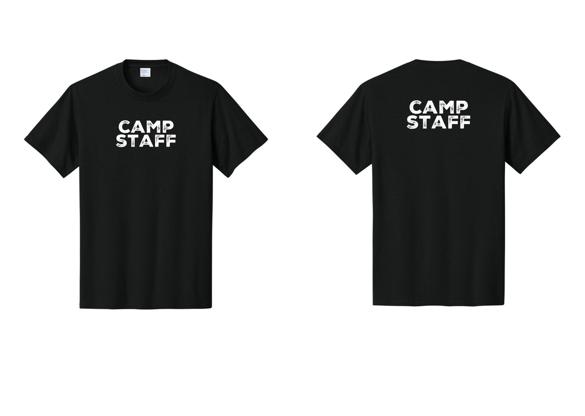 NYC Factory Unisex Camp Staff Charcoal T-Shirt - Front + Back - Black