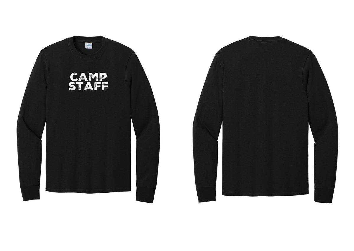 NYC Factory Camp Staff Cotton Long Sleeve T-Shirt (Rustic) - Front Only - Black