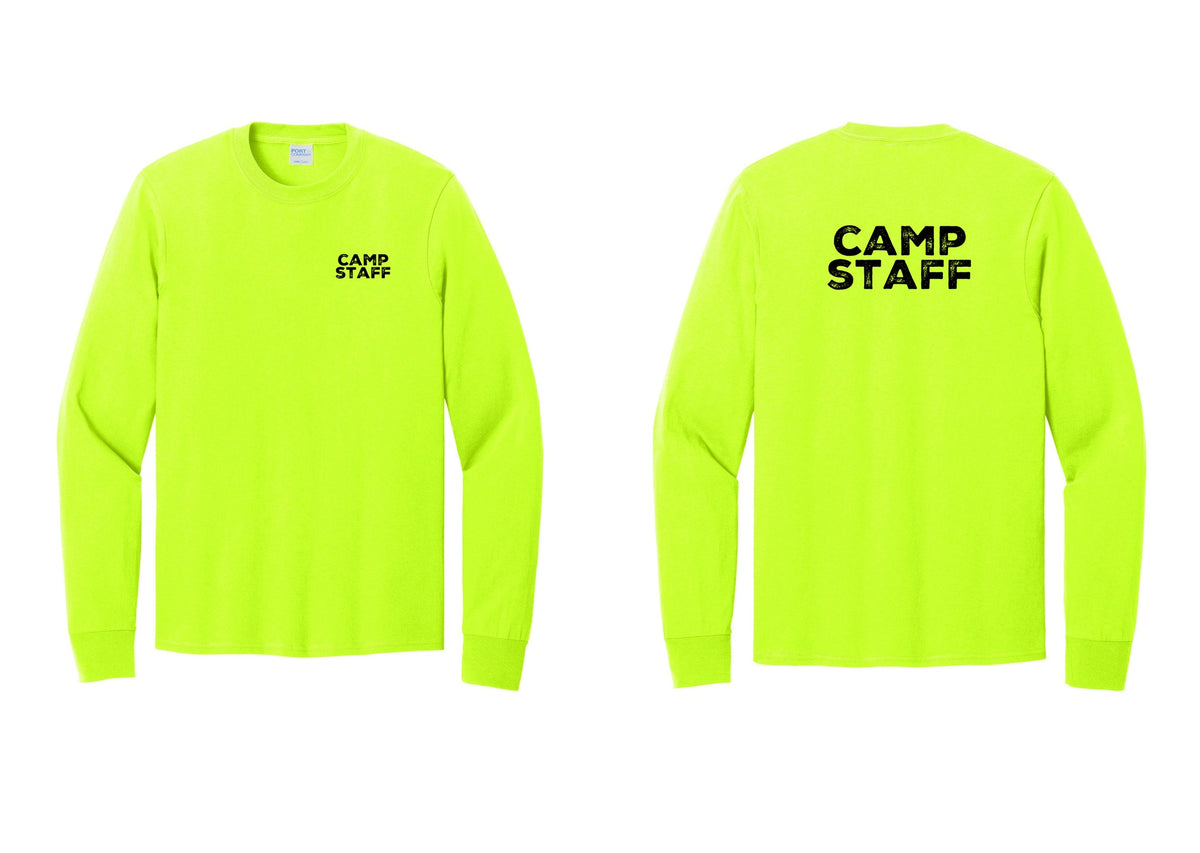 NYC Factory Camp Staff Cotton Long Sleeve T-Shirt (Rustic) - Chest + Back - Safety Green