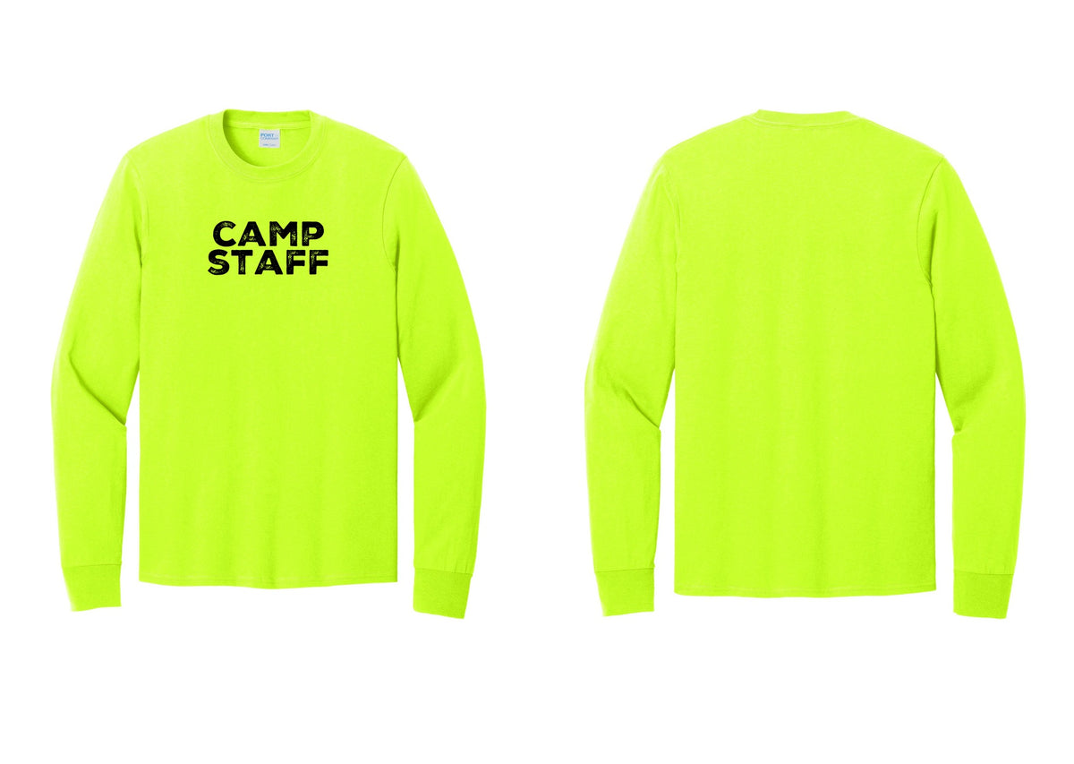 NYC Factory Camp Staff Cotton Long Sleeve T-Shirt (Rustic) - Front Only - Safety Green