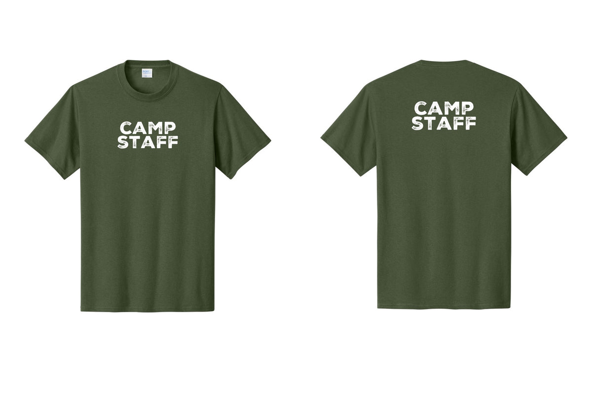 NYC Factory Unisex Camp Staff Charcoal T-Shirt - Front + Back - Olive