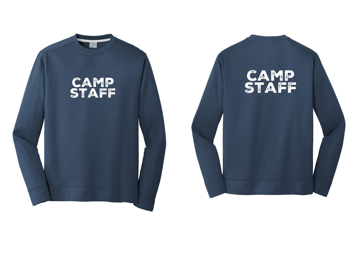 NYC Factory Camp Staff Performance Fleece Crewneck Sweatshirt (Rustic) - Front + Back - Navy