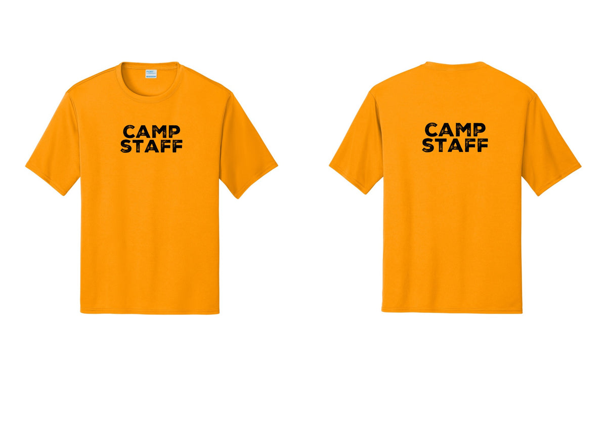 NYC Factory Camp Staff Performance T-Shirt (Rustic) - Front + Back - Gold