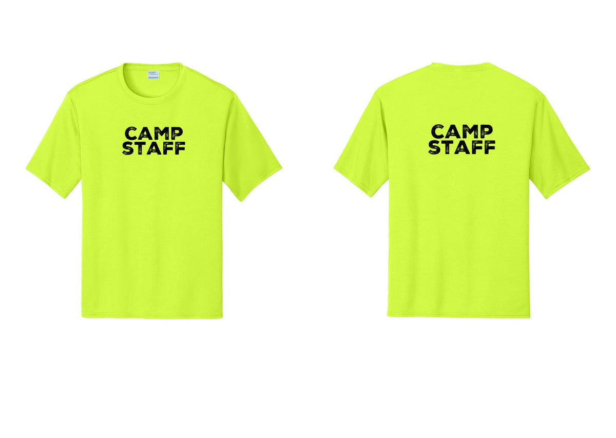 NYC Factory Camp Staff Performance T-Shirt (Rustic) - Front + Back - Neon Yellow