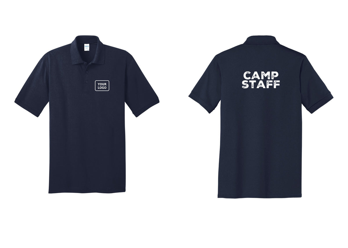 NYC Factory Custom Logo Camp Staff Polo Shirt (Rustic) - Your Logo + Back - Navy