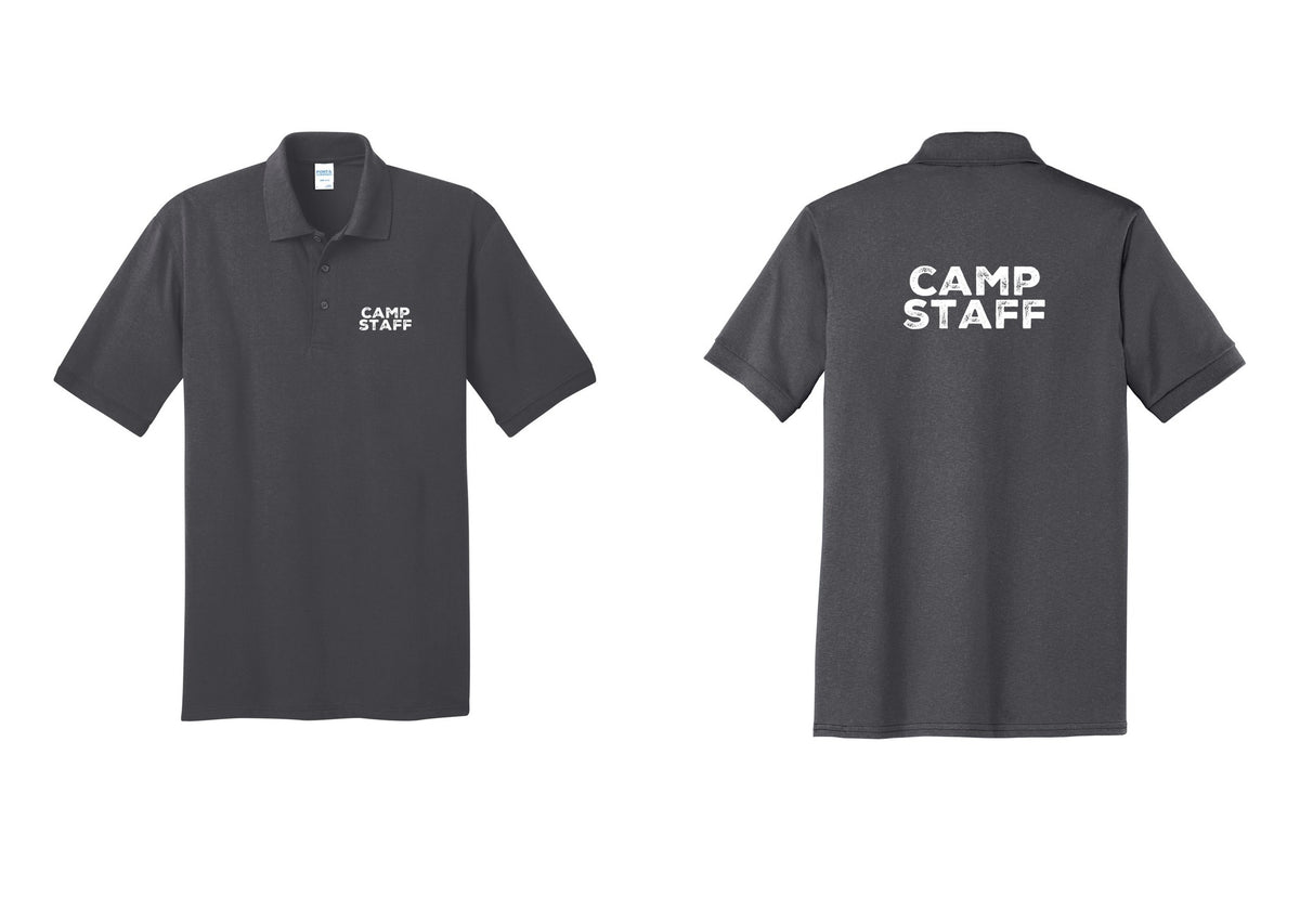 NYC Factory Camp Staff Polo Shirt (Rustic) - Chest + Back - Charcoal