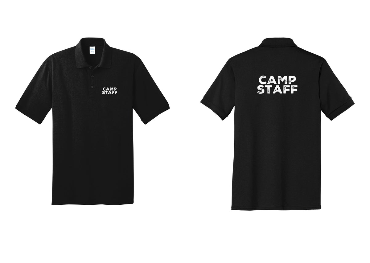 NYC Factory Camp Staff Polo Shirt (Rustic) - Chest + Back - Black