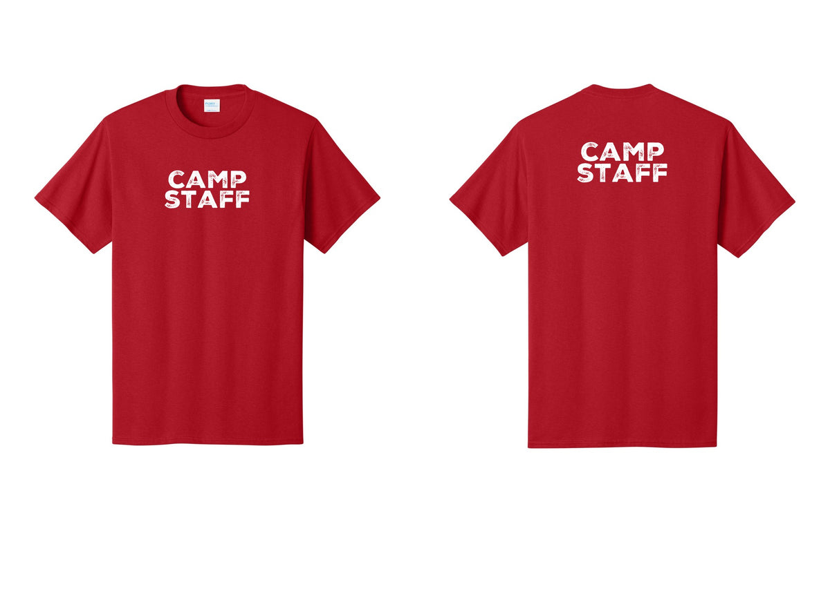 NYC Factory Unisex Camp Staff Charcoal T-Shirt - Front + Back - Red