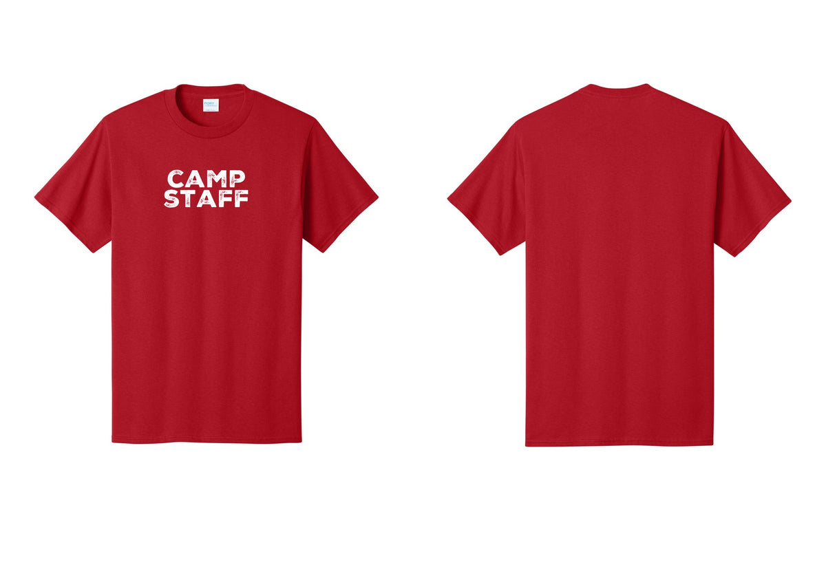 NYC Factory Unisex Camp Staff Charcoal T-Shirt - Front Only - Red