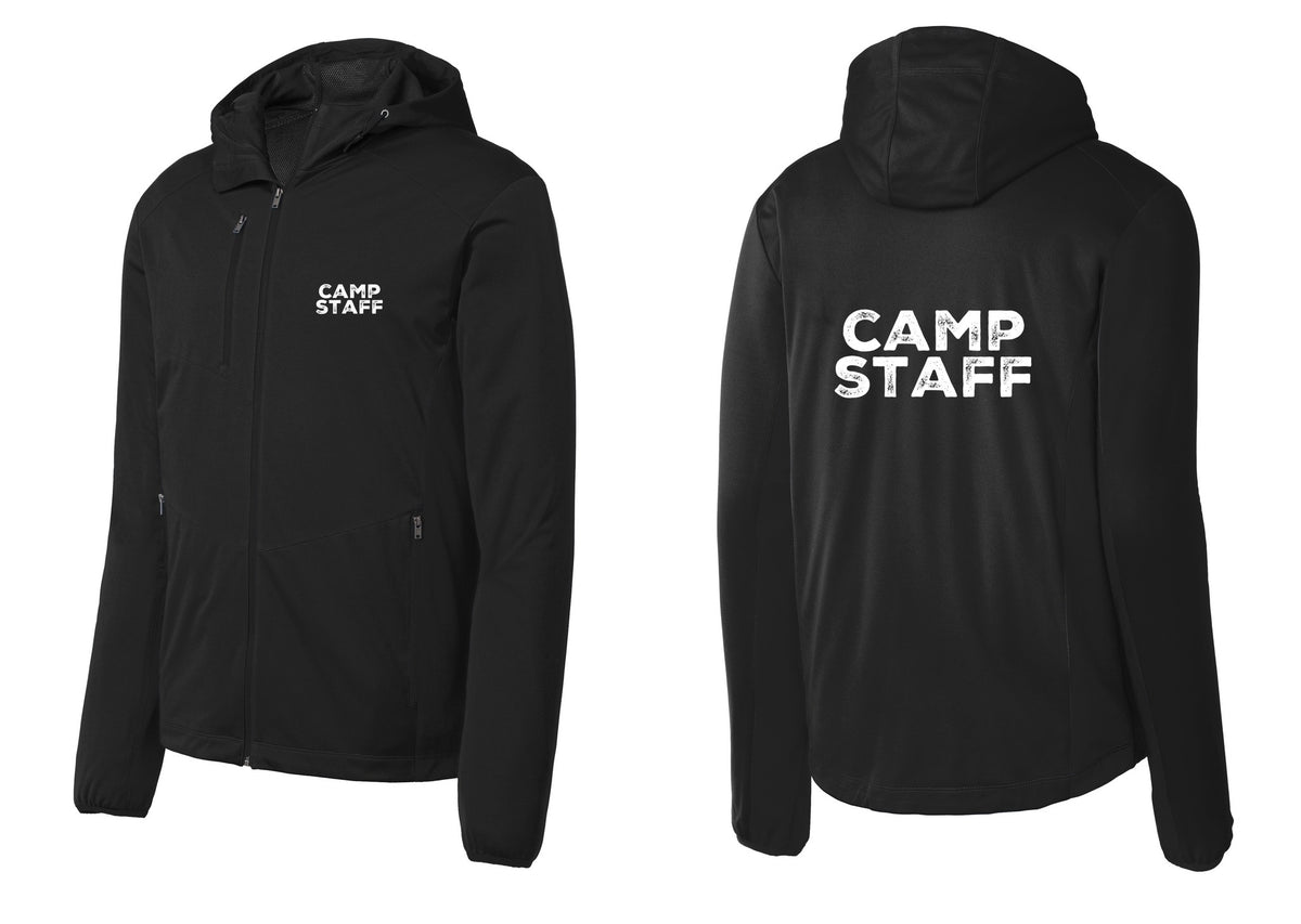 NYC Factory Camp Staff Soft Shell Hooded Jacket (Rustic) - Chest + Back - Deep Black