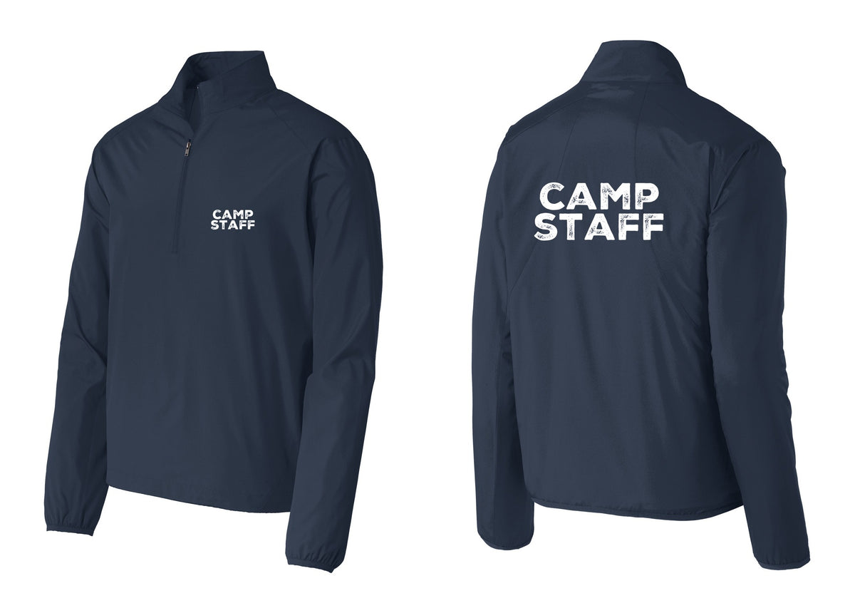 NYC Factory Camp Staff Windbreaker 1/2-Zip Pullover (Rustic) - Chest + Back - Dress Blue Navy