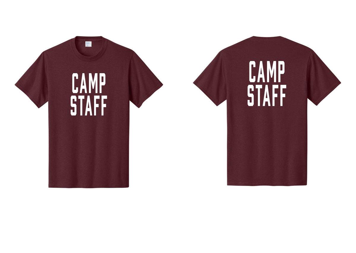 NYC Factory Unisex Camp Staff Classic T-Shirt - Front + Back - Athletic Maroon