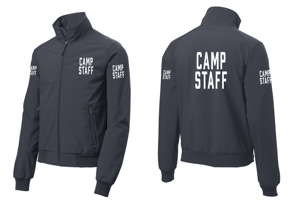NYC Factory Camp Staff Soft Shell Bomber Jacket (Classic) - Chest + Back + Camp Staff Sleeves - Battleship Grey