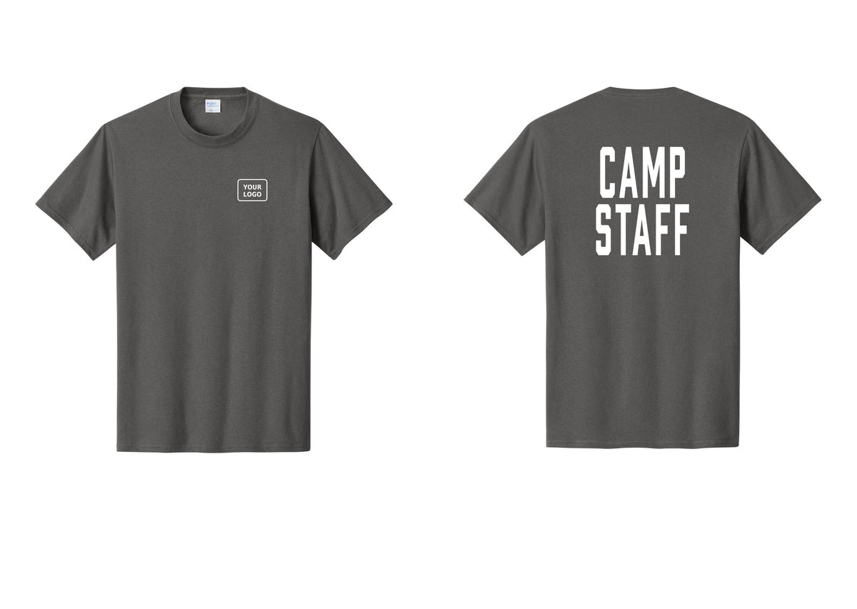 NYC Factory Unisex Custom Logo Camp Staff T-Shirt - Your Logo + Back - Charcoal