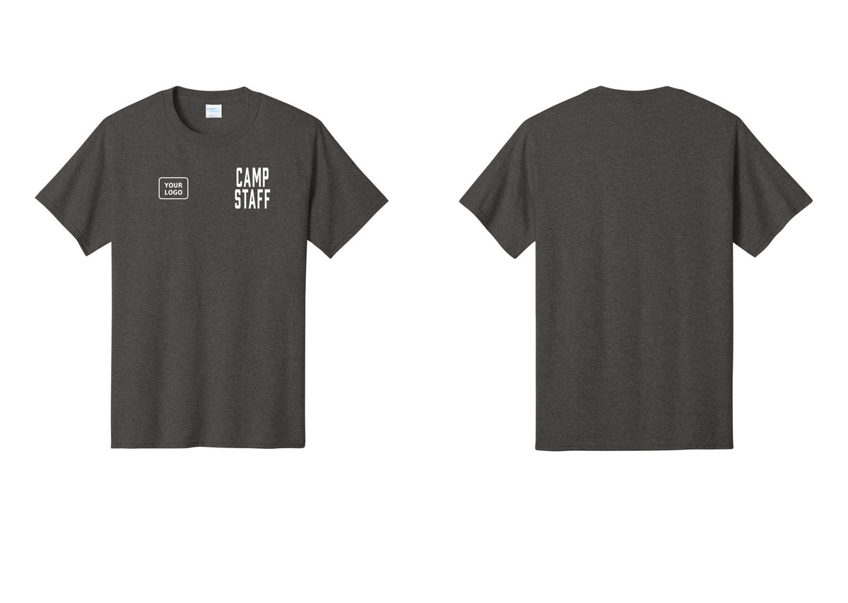 NYC Factory Unisex Custom Logo Camp Staff T-Shirt - CAMP STAFF + Your Logo - Dark Heather Grey