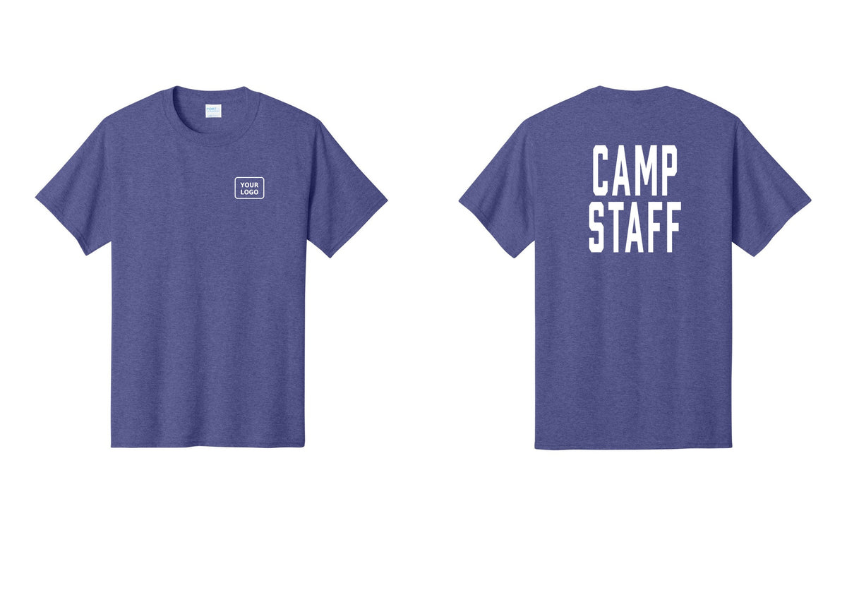 NYC Factory Unisex Custom Logo Camp Staff T-Shirt - Your Logo + Back - Heather Purple