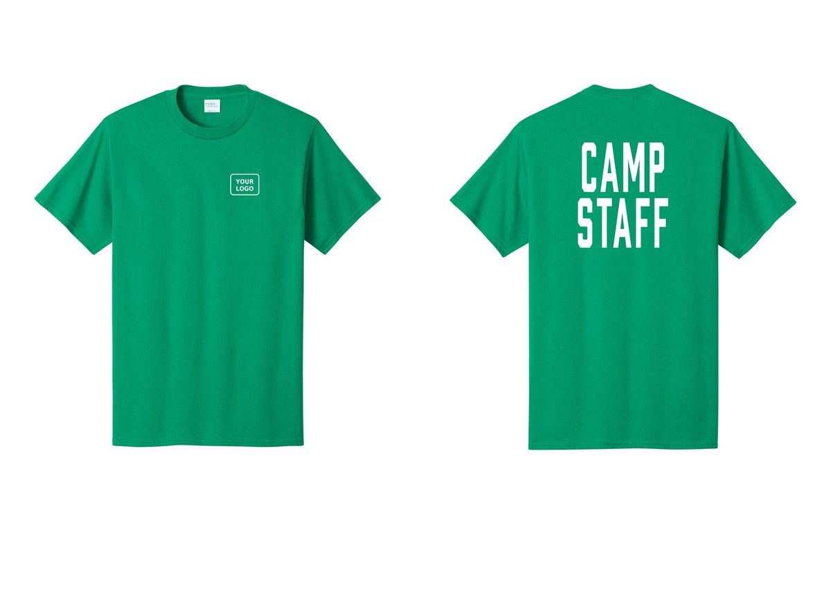 NYC Factory Unisex Custom Logo Camp Staff T-Shirt - Your Logo + Back - Kelly