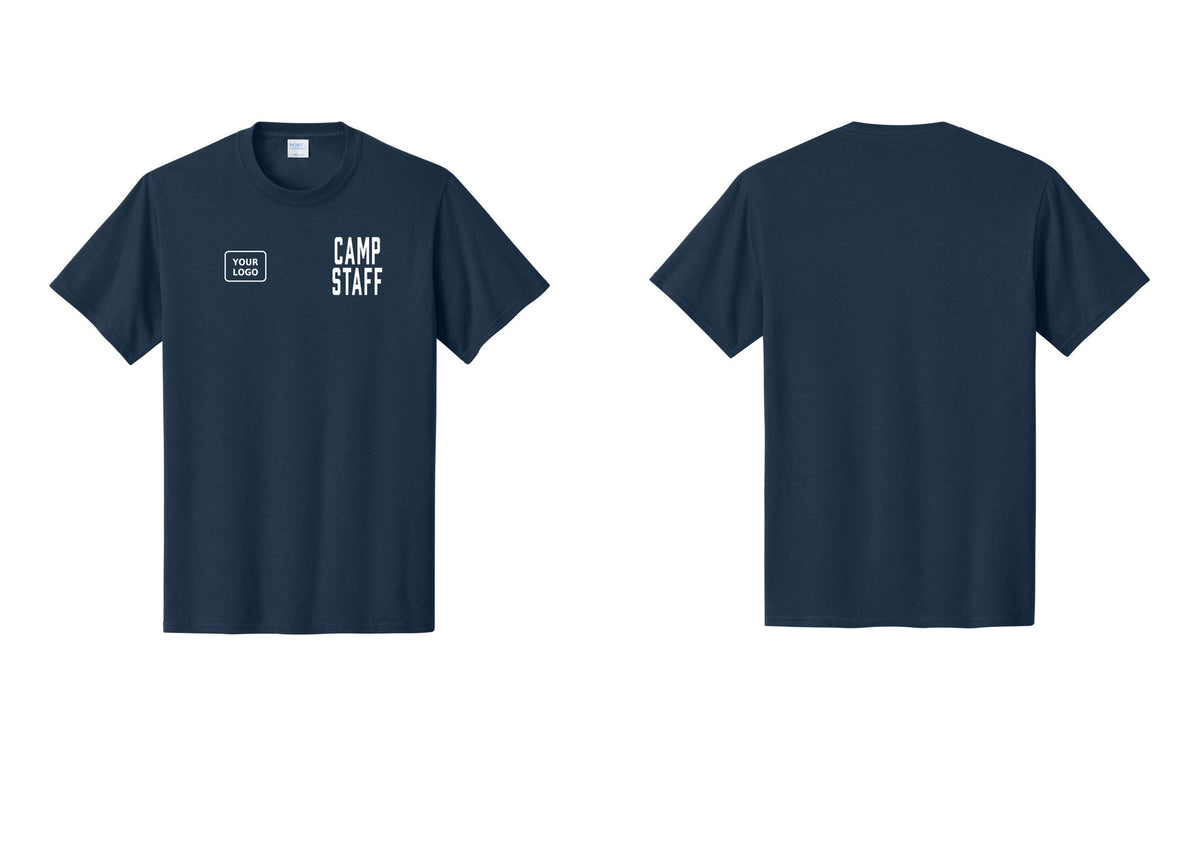 NYC Factory Unisex Custom Logo Camp Staff T-Shirt - CAMP STAFF + Your Logo - Navy
