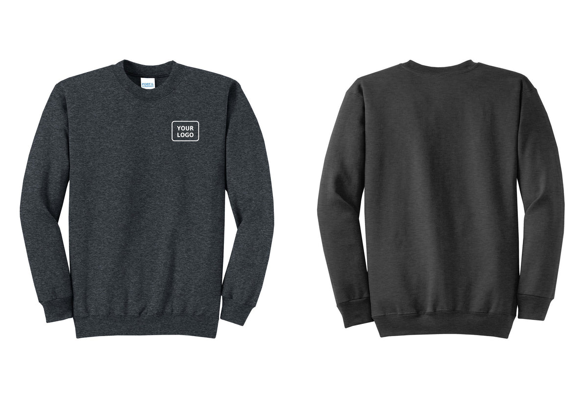 NYC Factory Custom Logo Camp Staff Cotton Fleece Crewneck Sweatshirt (Classic) - Your Logo Only - Dark Heather Grey