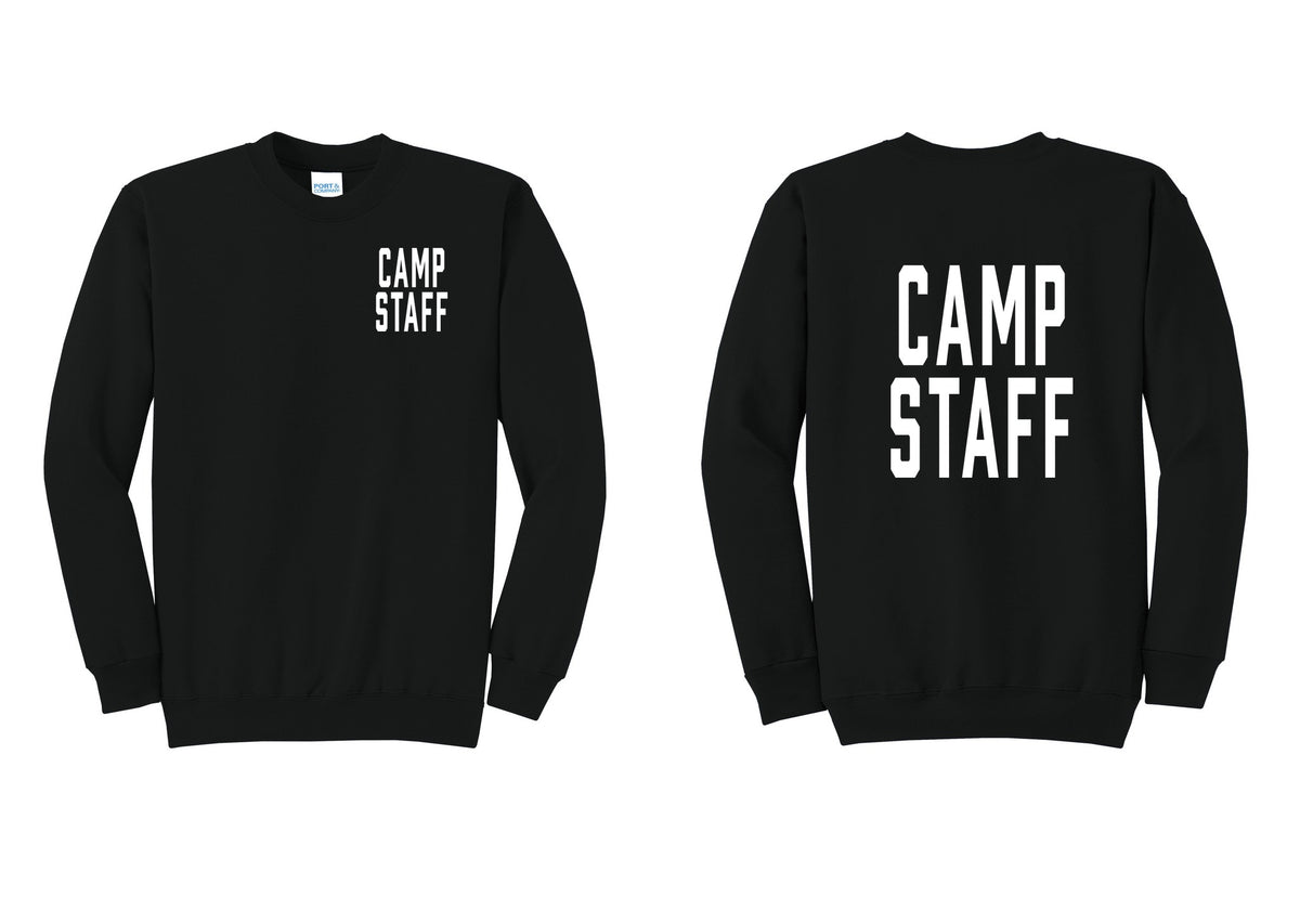 NYC Factory Camp Staff Cotton Fleece Crewneck Sweatshirt (Classic) - Chest + Back - Black